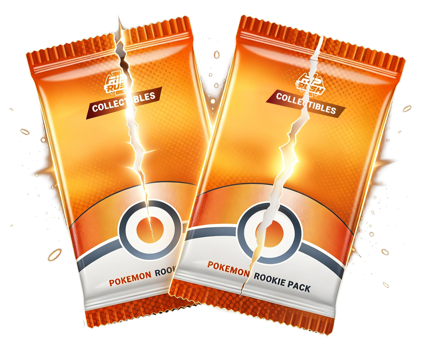Two torn collectible card packs